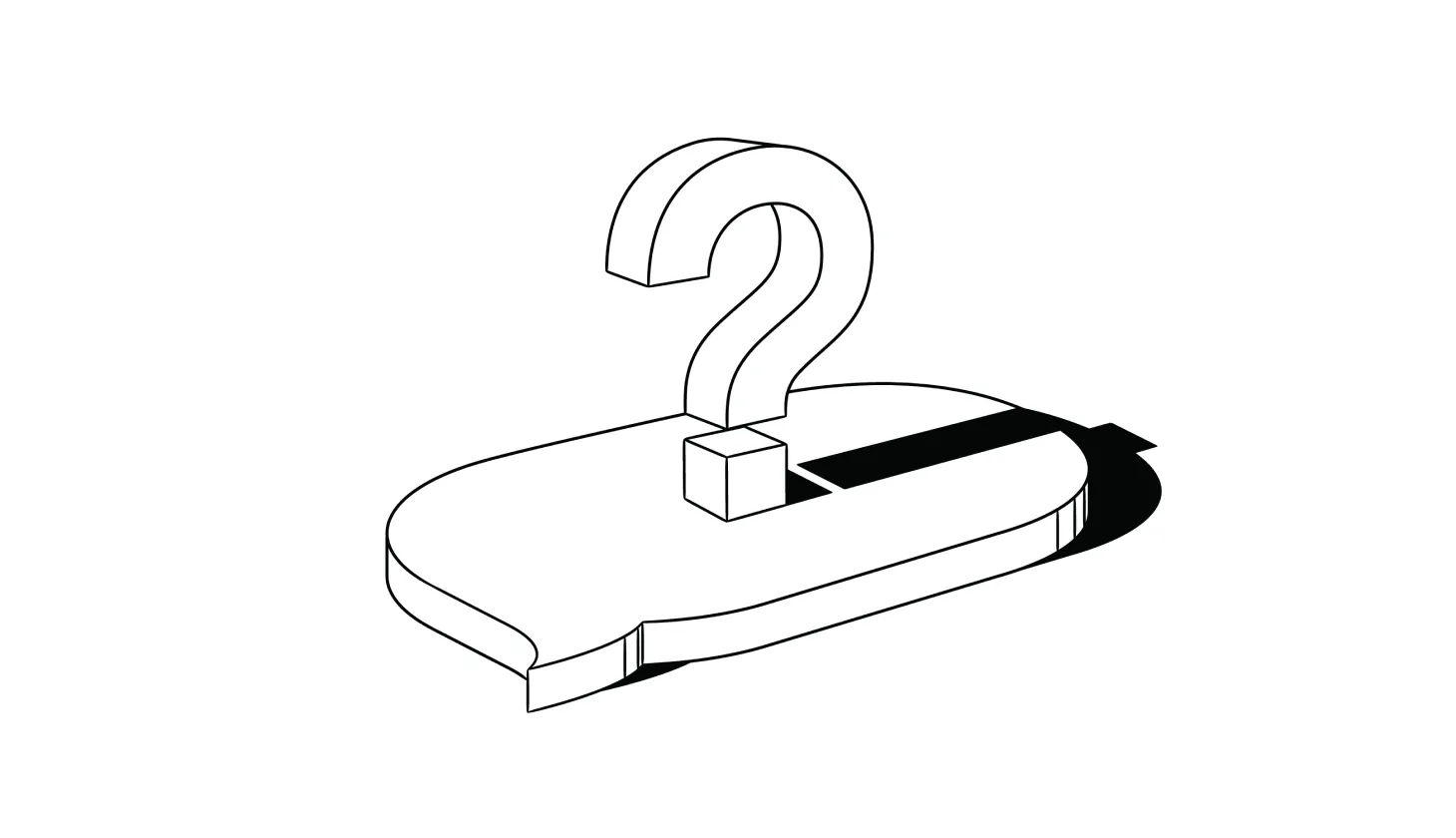 Illustration of a text message bubble with a question mark on it